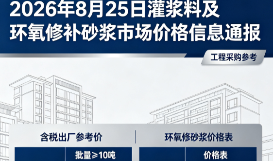 灵璧2026年8月25日灌浆料及环氧修补砂浆市场价格信息通报